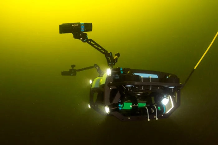 Picture of a remote underwater vehicle (ROV) in the sea